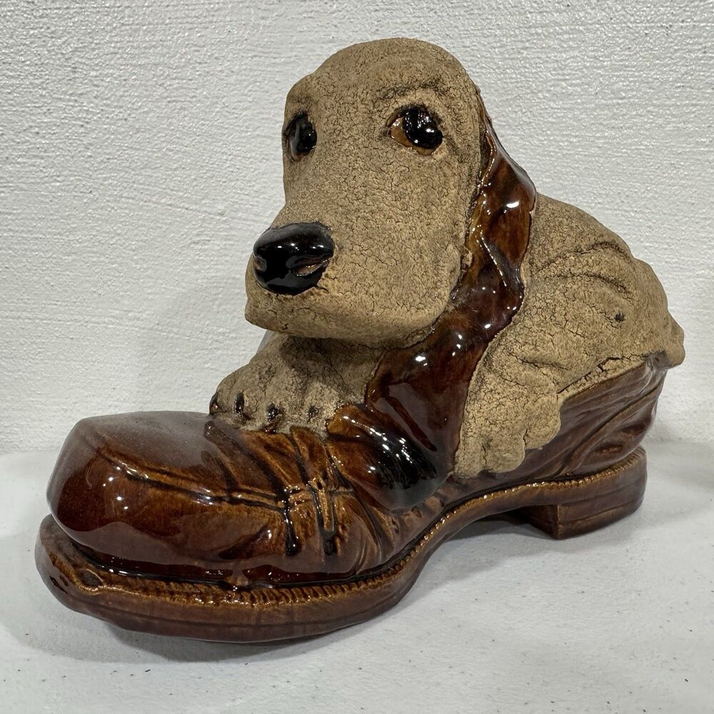 Royal Haeger Planter Hound Dog Shoe Company Basset Sand Finish Vintage MCM